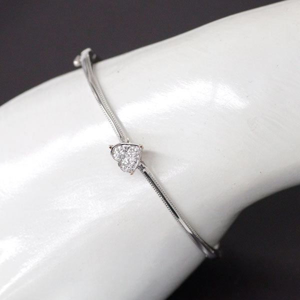 K18WG/PG Diamond Bangle 0.25ct Heart 