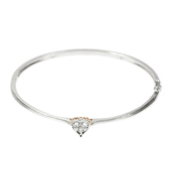 K18WG/PG Diamond Bangle 0.25ct Heart 