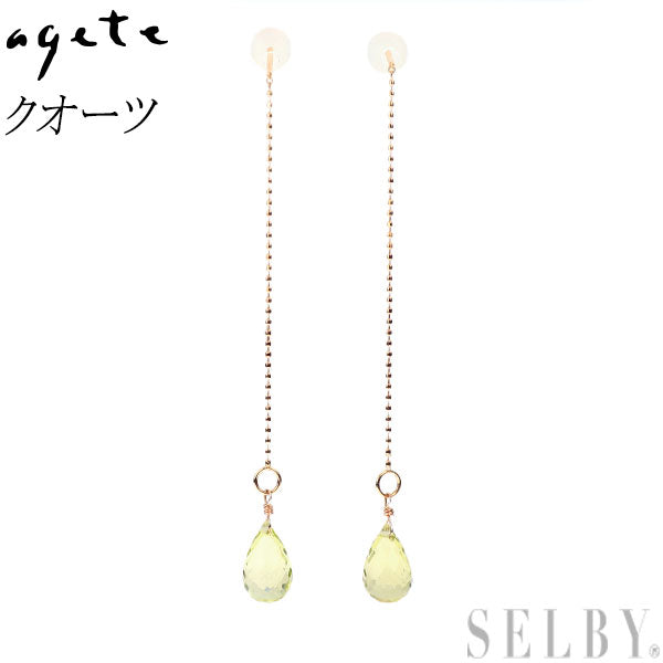 Agate K10PG Briolette Cut Quartz Earrings 