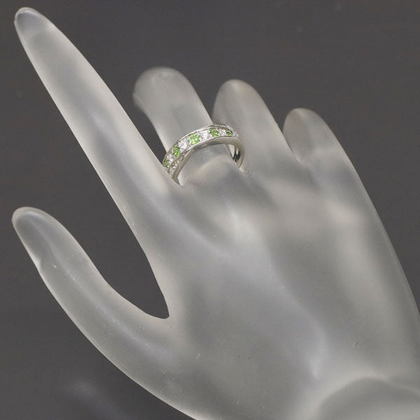 Rare Pt900 Demantoid Garnet Diamond Ring 0.23ct D0.36ct 