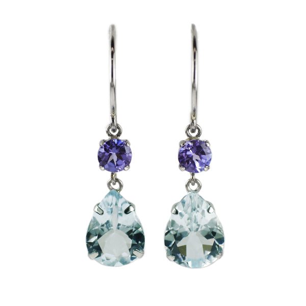 Pt900 Aquamarine Tanzanite Earrings 1.60ct TZ0.30ct 