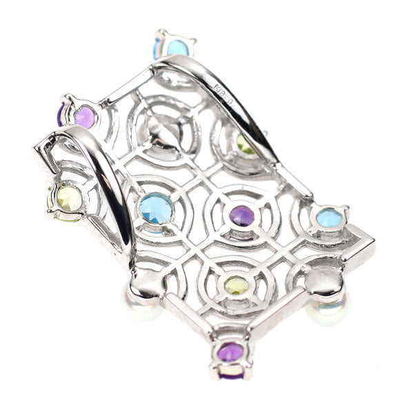 K18WG Baby Akoya Pearl Peridot Amethyst Blue Topaz Pendant Top Diameter approx. 3.4mm 