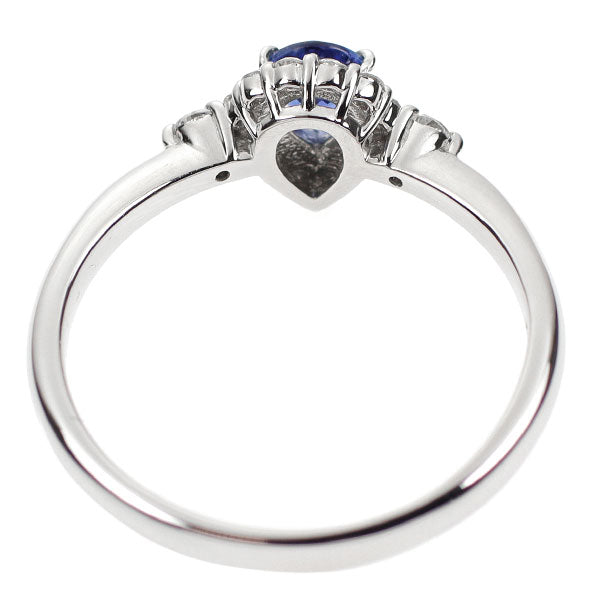 Pt950 Pear Shape Royal Blue Sapphire Diamond Ring 0.34ct D0.19ct 