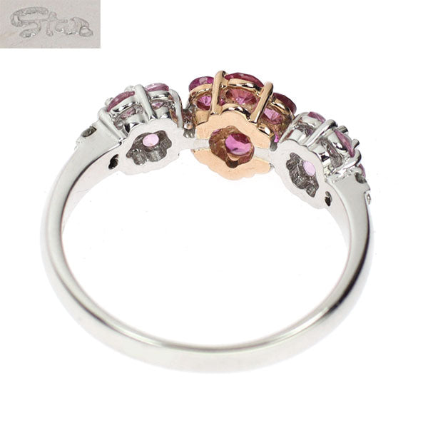 Star Jewelry K18WG/PG Pink Sapphire Diamond Ring D0.16ct Flower 