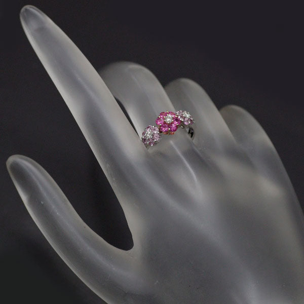 Star Jewelry K18WG/PG Pink Sapphire Diamond Ring D0.16ct Flower 