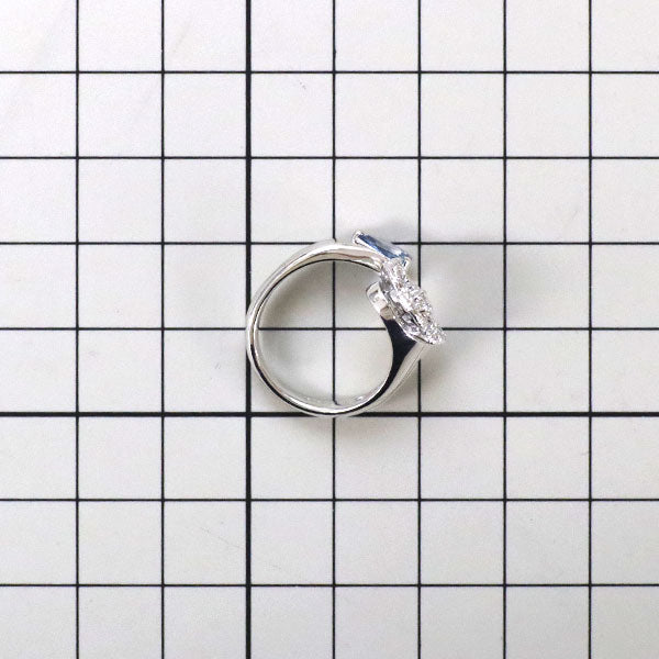 K18WG Aquamarine Diamond Ring 0.581ct D0.243ct 