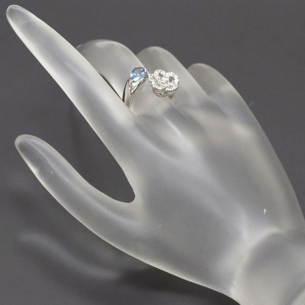 K18WG Aquamarine Diamond Ring 0.581ct D0.243ct 