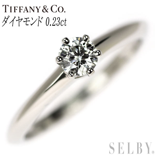 Tiffany Pt950 Diamond Ring 0.23ct Solitaire 