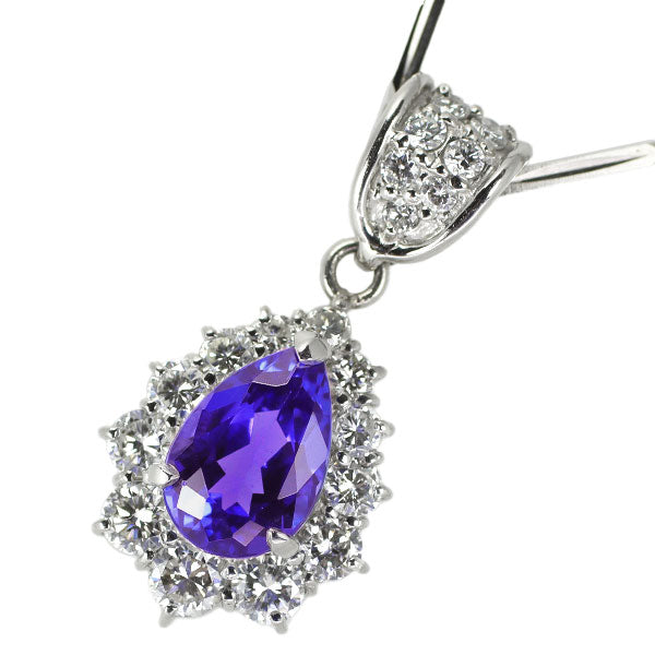 Pt Tanzanite Diamond Pendant Necklace 2.11ct D1.16ct 