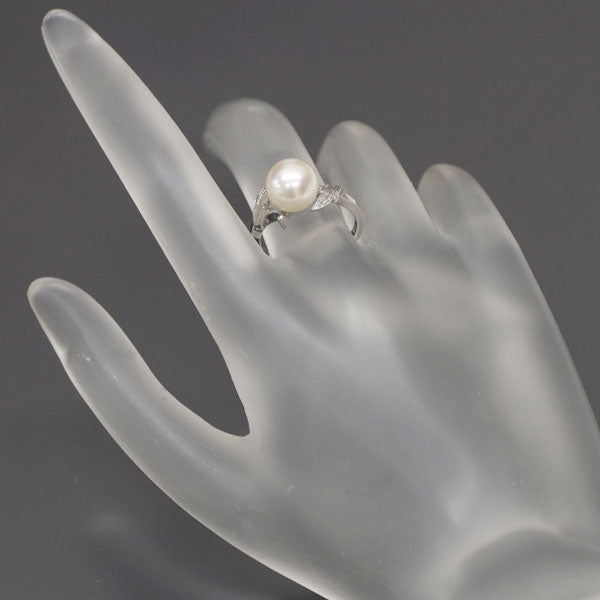 Mikimoto K14WG Akoya pearl ring, diameter approx. 8.5mm, vintage product 