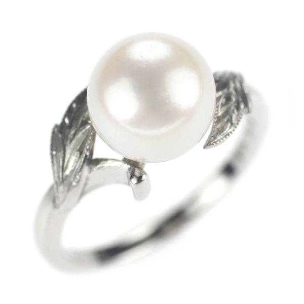 Mikimoto K14WG Akoya pearl ring, diameter approx. 8.5mm, vintage product 