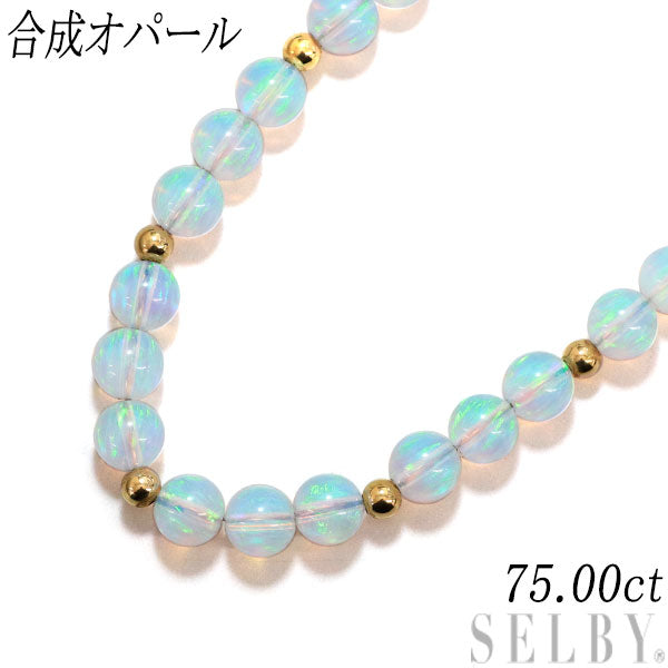 K14YG Synthetic Opal Necklace 75.00ct Diameter approx. 7.0mm 