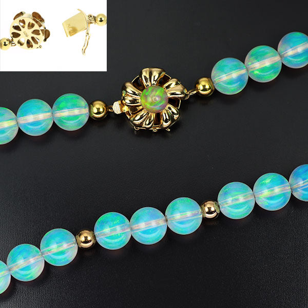 K14YG Synthetic Opal Necklace 75.00ct Diameter approx. 7.0mm 