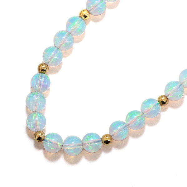 K14YG Synthetic Opal Necklace 75.00ct Diameter approx. 7.0mm 