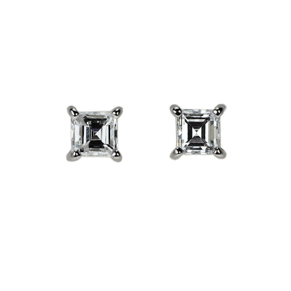 New Pt900 Carre Cut Diamond Earrings 0.26ct 