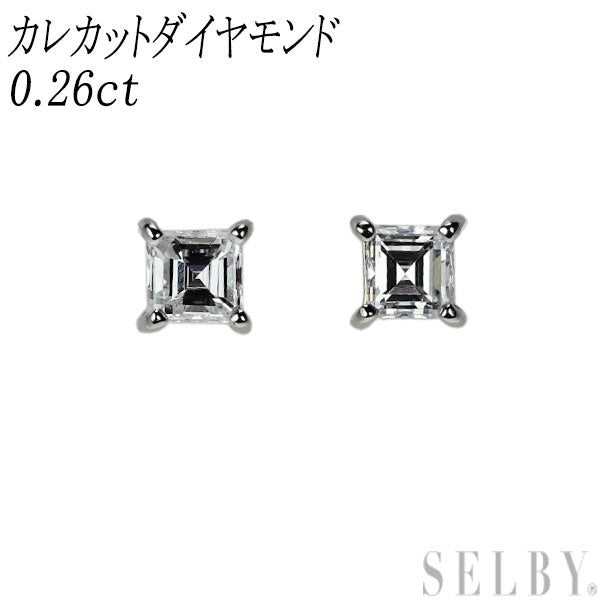 新品 Pt900 カレカット ダイヤモンド ピアス 0.26ct