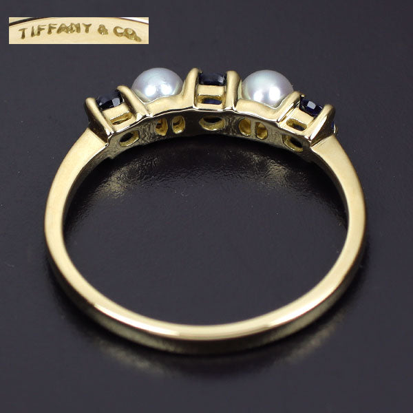 Tiffany K18YG Akoya baby pearl sapphire ring, diameter approx. 3.0mm 