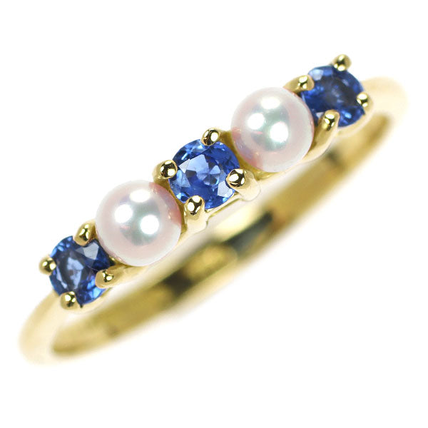 Tiffany K18YG Akoya baby pearl sapphire ring, diameter approx. 3.0mm 