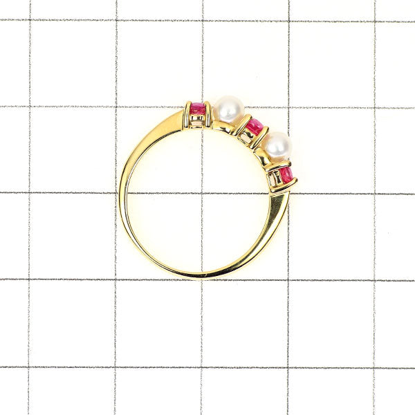 Tiffany K18YG Akoya baby pearl ruby ​​ring diameter approx. 3.3mm 