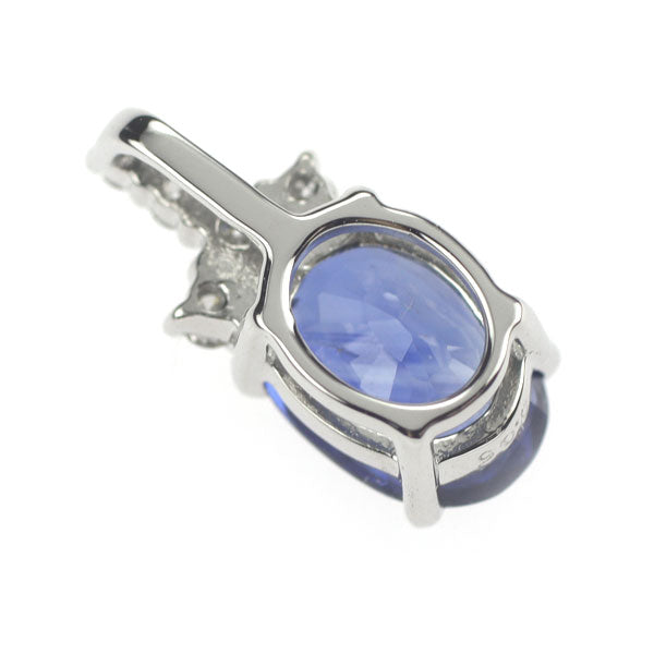 Pt950 Cornflower Blue Sapphire Diamond Pendant 1.01ct D0.05ct 