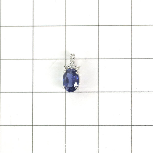 Pt950 Cornflower Blue Sapphire Diamond Pendant 1.01ct D0.05ct 