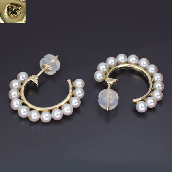 MIKIMOTO K18YG/K14YG Baby Akoya Pearl Hoop Earrings, Diameter approx. 3.0-3.2mm 