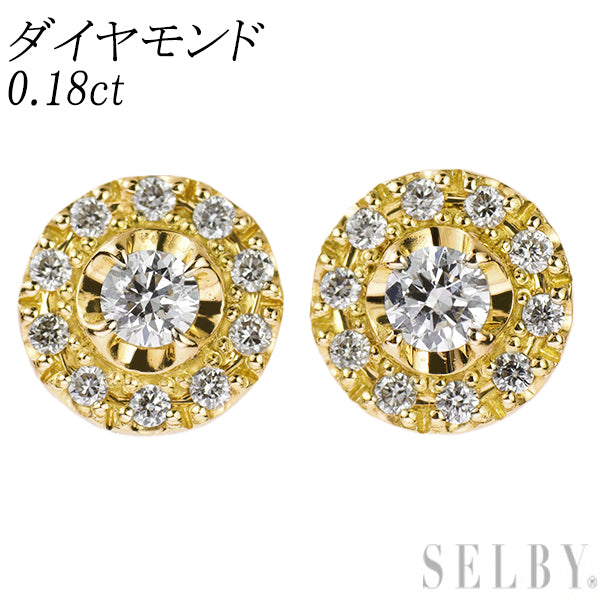 K18YG Diamond Earrings 0.18ct 