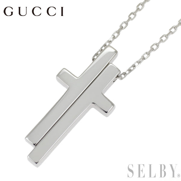 Gucci K18WG pendant necklace separate cross 