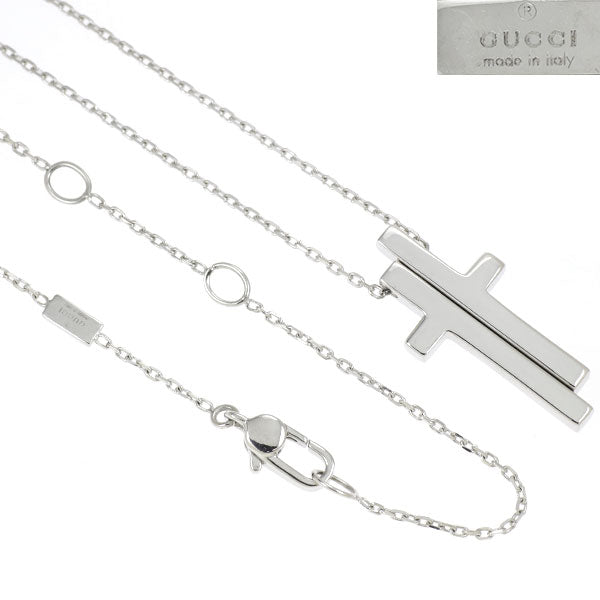 Gucci K18WG pendant necklace separate cross 