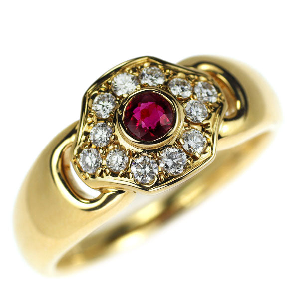 POLA K18YG Ruby Diamond Ring 0.20ct D0.24ct