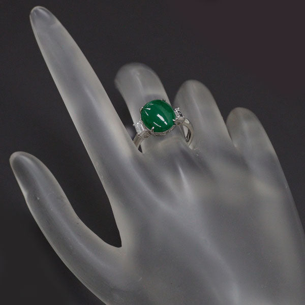 Pt900 Jade Diamond Ring 4.234ct D0.41ct 