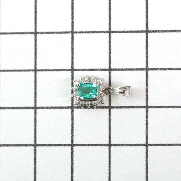 Pt900 エメラルド ダイヤモンド ペンダントトップ 0.49ct D0.12ct