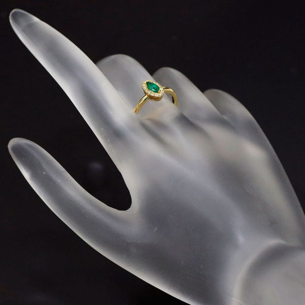 4℃ K18YG Marquise Emerald Diamond Ring 