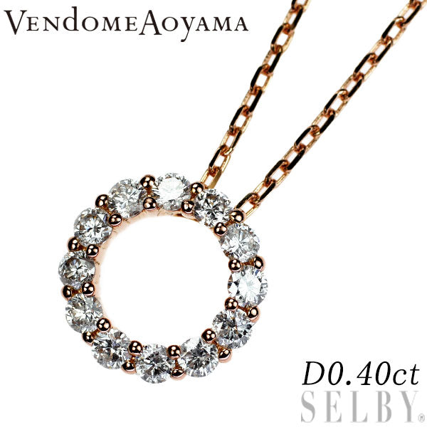 Vendome Aoyama K18PG Diamond Pendant Necklace 0.40ct 