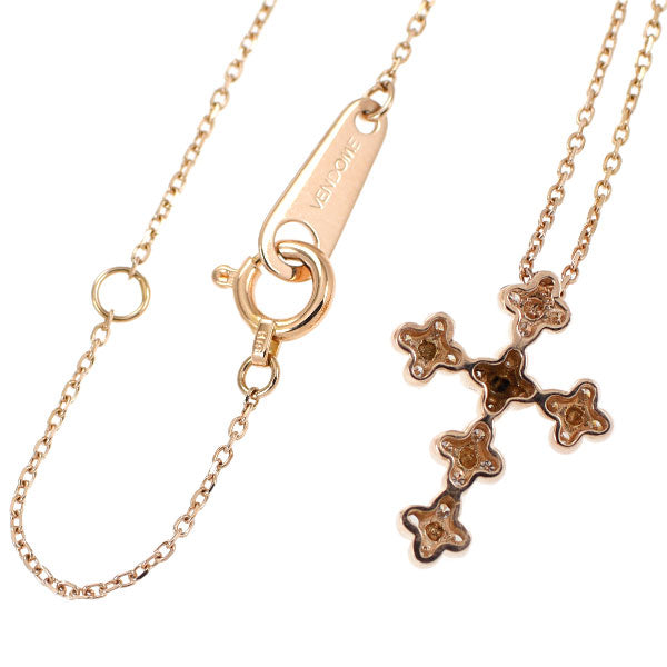 Vendome Aoyama K18PG Diamond Pendant Necklace Cross 