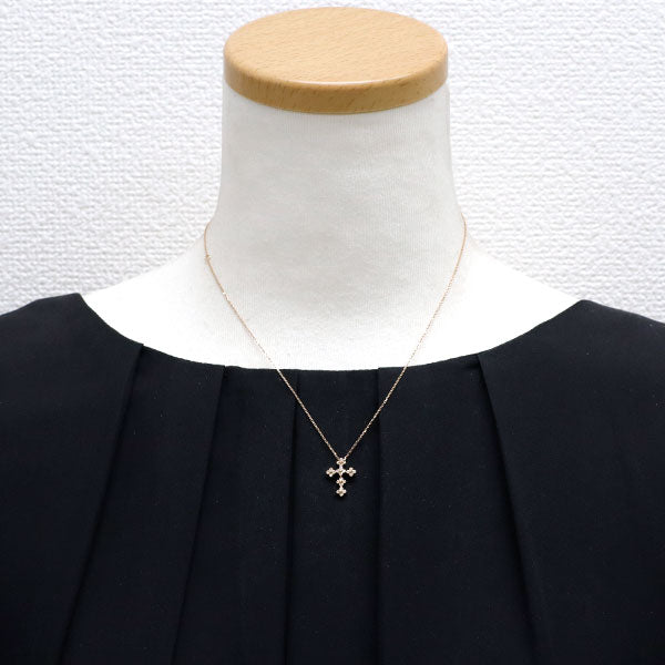 Vendome Aoyama K18PG Diamond Pendant Necklace Cross 