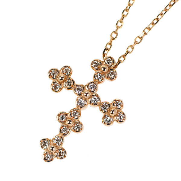 Vendome Aoyama K18PG Diamond Pendant Necklace Cross 