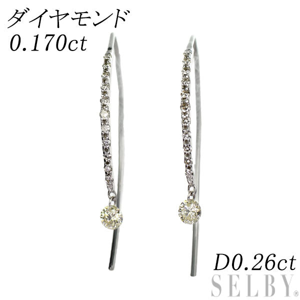 K18WG レーザーホール ダイヤモンド ピアス 0.170ct D0.26ct