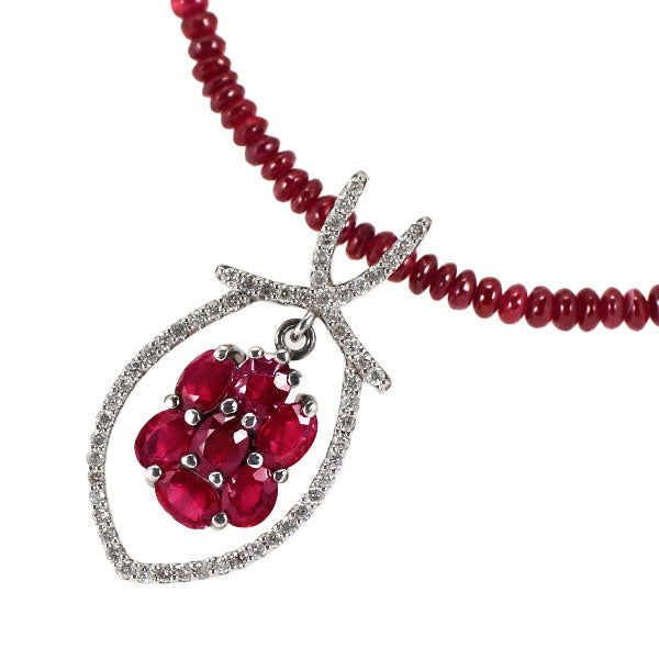 K18WG Ruby Diamond Necklace 1.80ct R25.04ct D0.30ct 