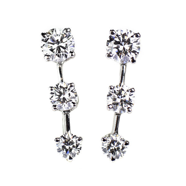 Monnickendam Pt900/K14WG Diamond Earrings 0.60ct Three Stone 