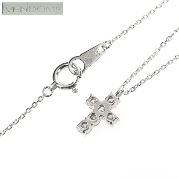 Vendome Aoyama Pt900/Pt850 Diamond Pendant Necklace 0.30ct Cross 