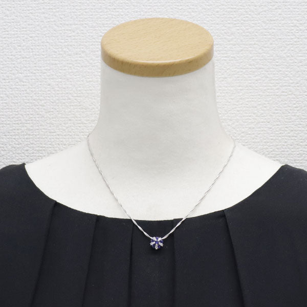 K18WG Sapphire Diamond Pendant Necklace 0.750ct D0.21ct 