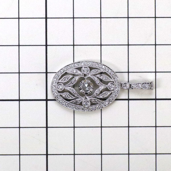Queen K18WG Rose Cut/Round Diamond Pendant Top 0.60ct 