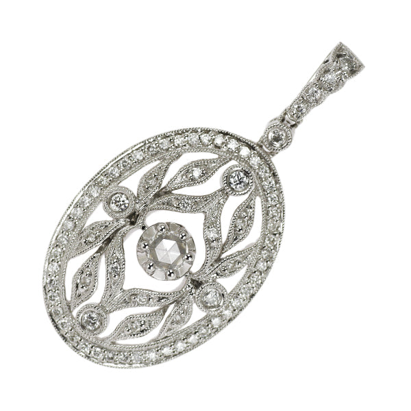 Queen K18WG Rose Cut/Round Diamond Pendant Top 0.60ct 