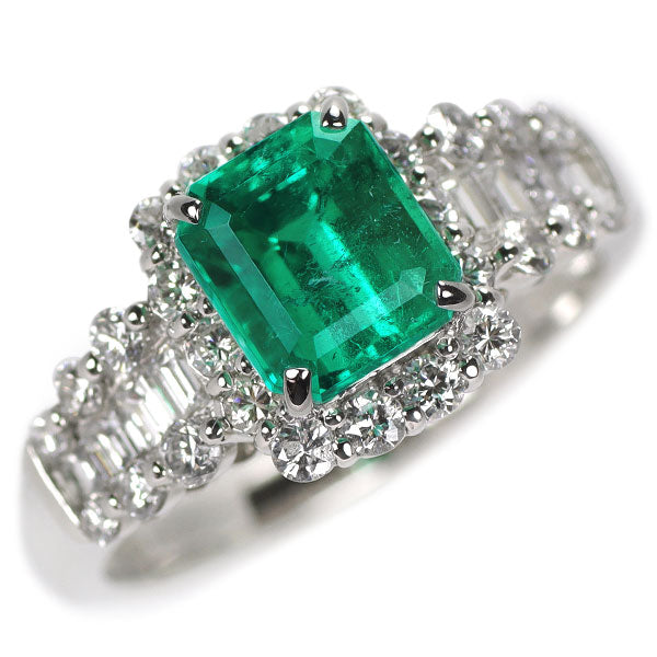 Pt900 Emerald Diamond Ring 2.00ct D0.91ct 