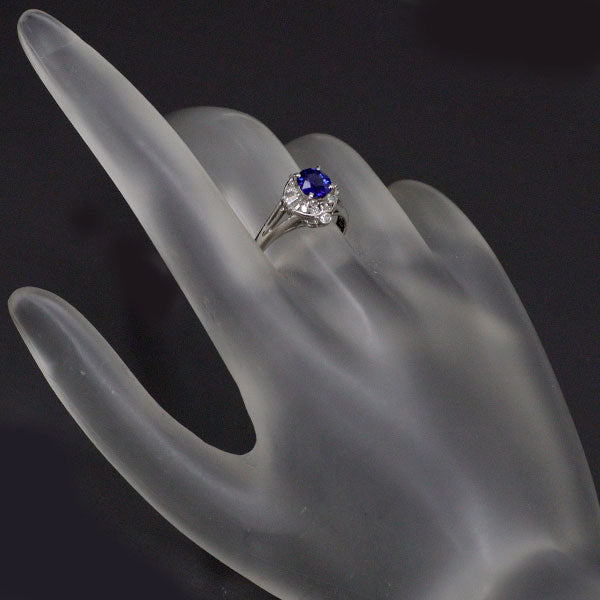 Pt900 Sapphire Diamond Ring 0.85ct D0.29ct — セルビーオンラインストア