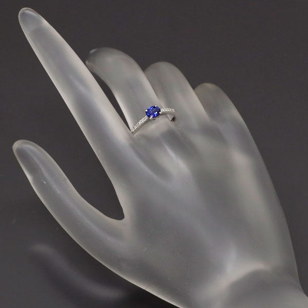 Pt900 Cornflower Blue Sapphire Diamond Ring 0.43ct D0.05ct 