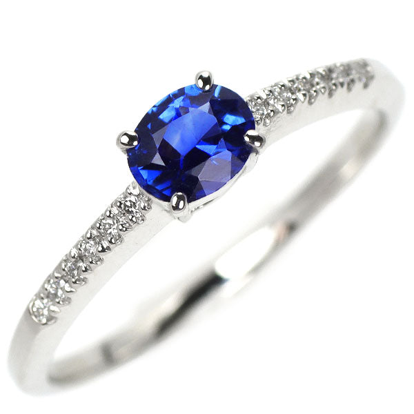 Pt900 Cornflower Blue Sapphire Diamond Ring 0.43ct D0.05ct 