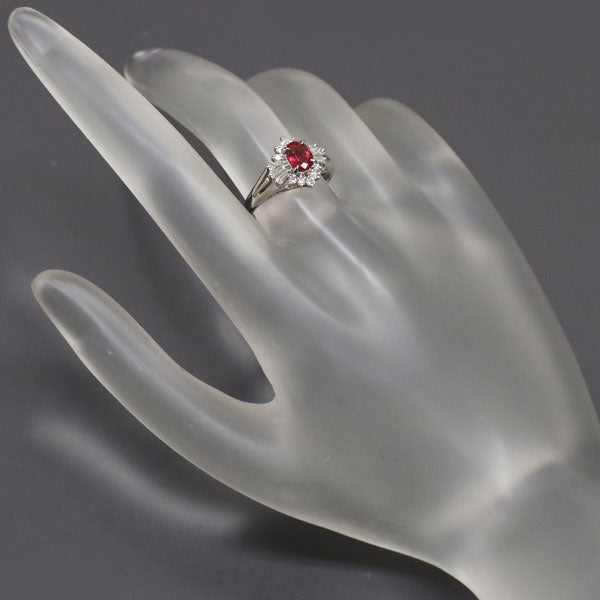 Pt900 Ruby Diamond Ring 0.72ct D0.33ct 