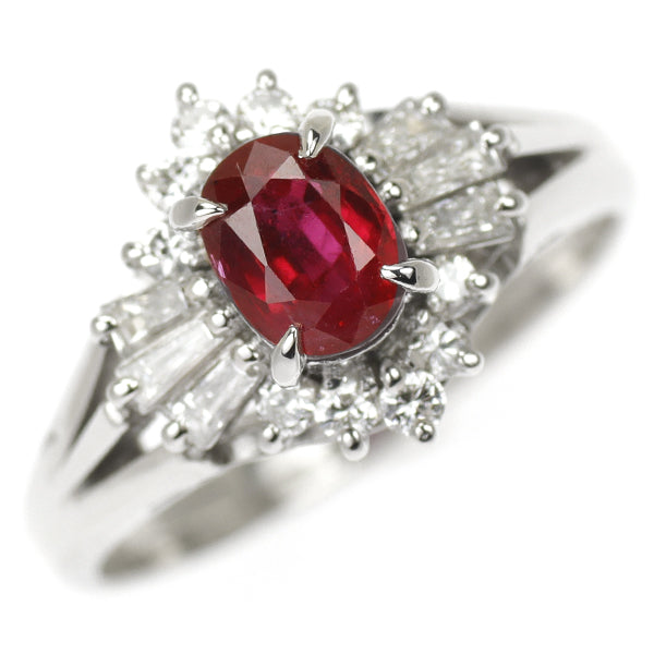 Pt900 Ruby Diamond Ring 0.72ct D0.33ct 